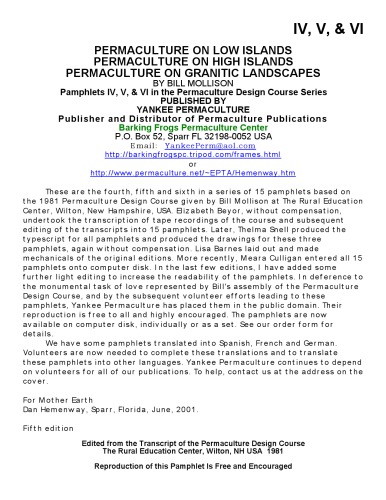 Permaculture on low islands / Permaculture on high islands / Permaculture on granitic landscapes