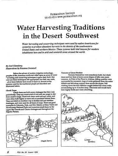 Water harvesting traditions in the desert Southwest