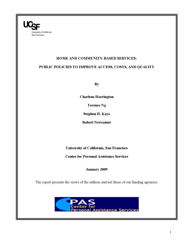 Home and community-based services: public policies to improve access, costs, and quality