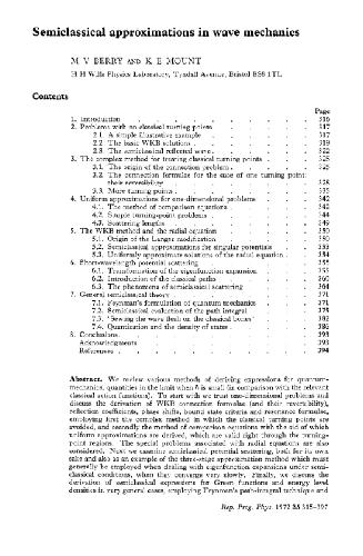 Semiclassical approximations in wave mechanics
