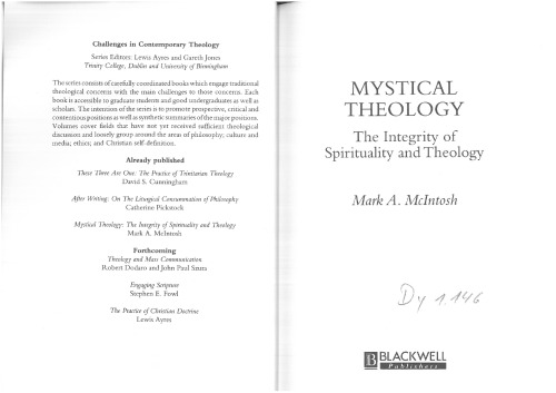 Mystical Theology: The Integrity of Spirituality and Theology