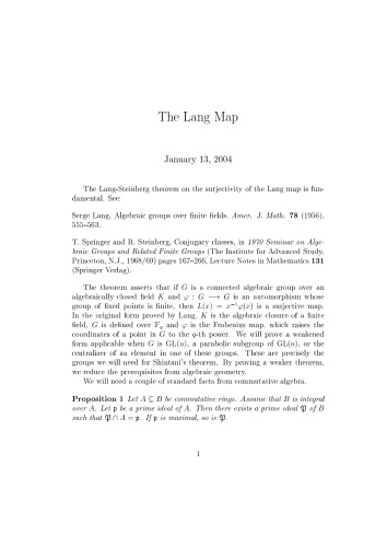 The Lang Map [expository notes]