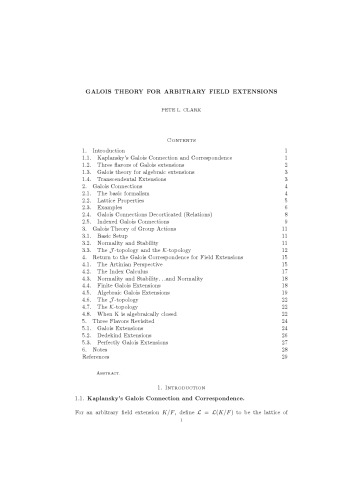 Galois Theory for arbitrary field extensions [Lecture notes]