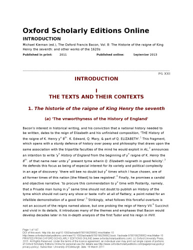 The histories of the raigne of King Henry the seventh : and other works of the 1620s