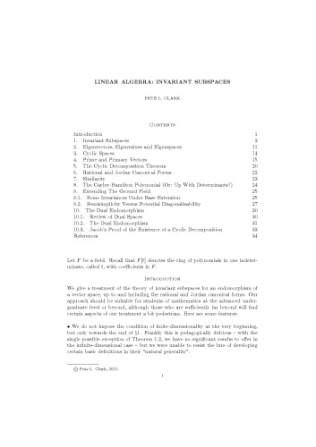 Linear Algebra: Invariant Subspaces [Lecture notes]