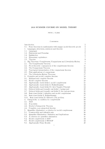 Model Theory [Lecture notes]