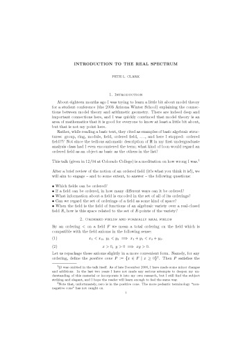 Introduction to the real spectrum [expository notes]