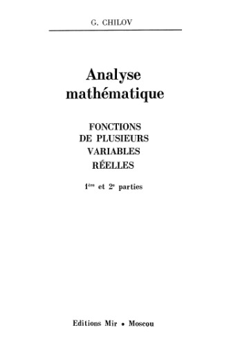 Analyse mathématique : fonctions de plusieurs variables réelles