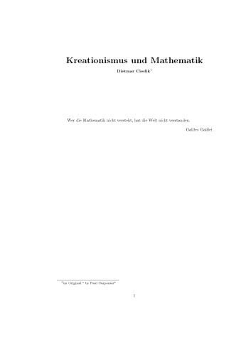 Kreationismus und Mathematik [Lecture notes]