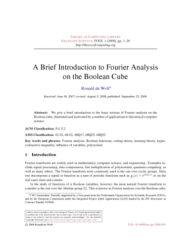 A Brief Introduction to Fourier Analysis on the Boolean Cube