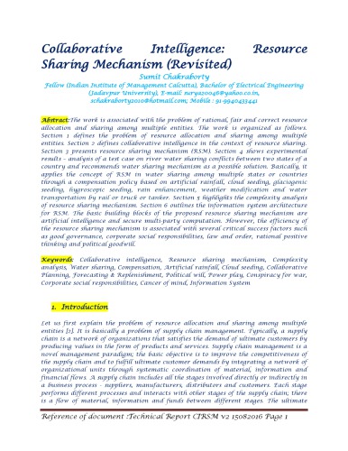 Collaborative Intelligence: Resource Sharing Mechanism (Revisited)