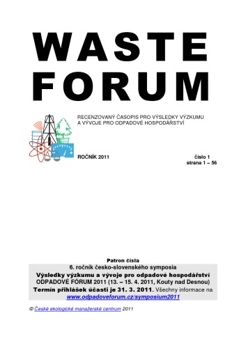 Waste Forum: První časopis pro výsledky výzkumu a vývoje pro odpadové hospodářství