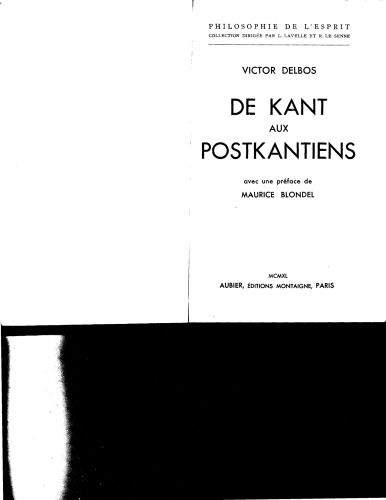 De Kant aux postkantiens