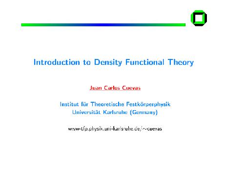 Introduction to density functional theory (slides)