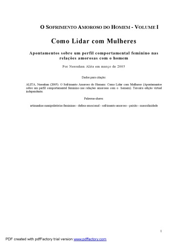 Como Lidar com Mulheres: Apontamentos sobre um perfil comportamental feminino nas relações amorosas com o homem