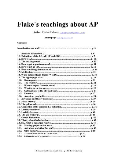 Flake’s teachings about AP [astral projection]