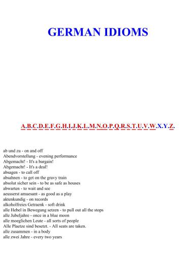 German Idioms