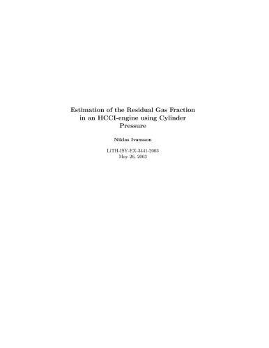 Estimation of the Residual Gas Fraction in an HCCI-engine using Cylinder Pressure