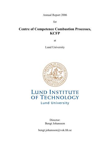 Annual Report 2006 for Centre of Competence Combustion Processes, KCFP at Lund University