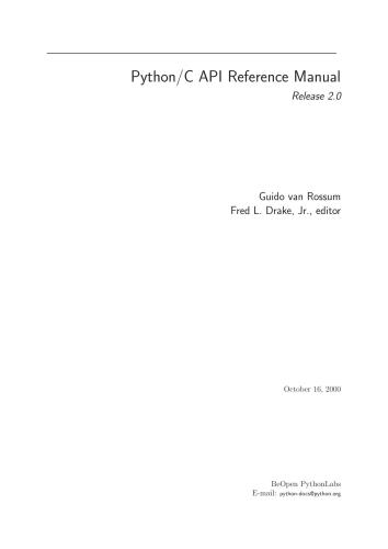 Python/C API Reference Manual