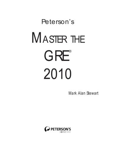 Stewart Master the GRE 2010