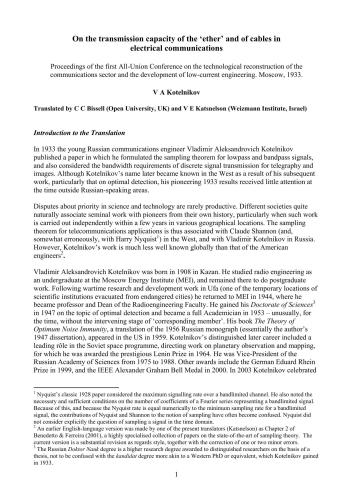 On the transmission capacity of the ether and of cables in electrical communications