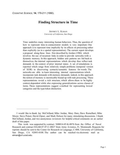 Finding Structure in Time