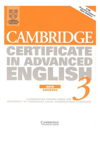 Cambridge Certificate in Advanced English 3, Student's Book with Answers