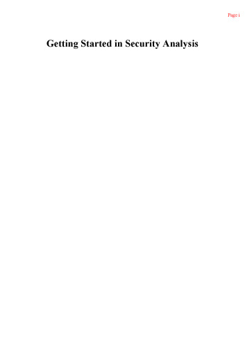 Getting Started in Security Analysis