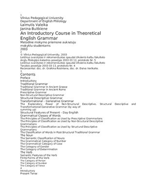 An Introductory Course in Theoretical English Grammar