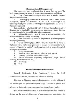 Characteristics of Microprocessors
