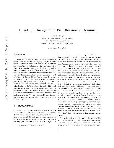 Quantum Theory From Five Reasonable Axioms