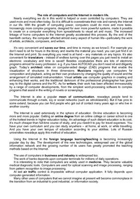 The role of computers and the Internet in modern life