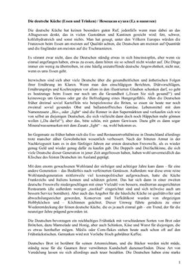 Die deutsche Küche / Mahlzeiten in Deutschland