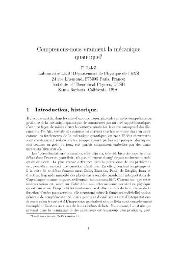 Comprenons nous vraiment la mecanique quantique (version plus courte)