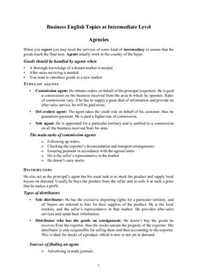 Business English Topics at Intermediate Level