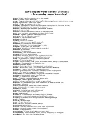 5000 Collegiate Words with Brief Definitions