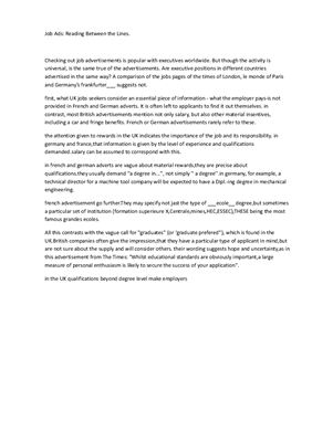 Job Ads: Reading Between the Lines