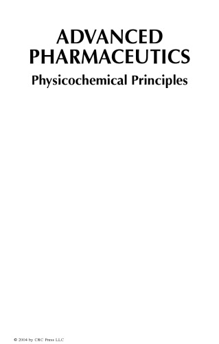 Advanced Pharmaceutics Physicochemical Principles