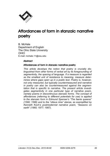Affordances of form in stanzaic narrative