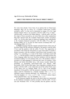 About the form of the Uralic direct object