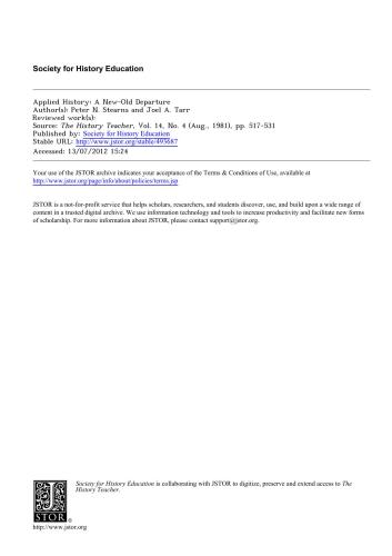 Applied History. A New-Old Departure