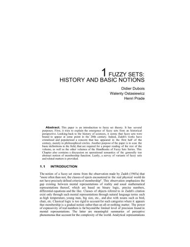 Fuzzy sets: history and basic notions