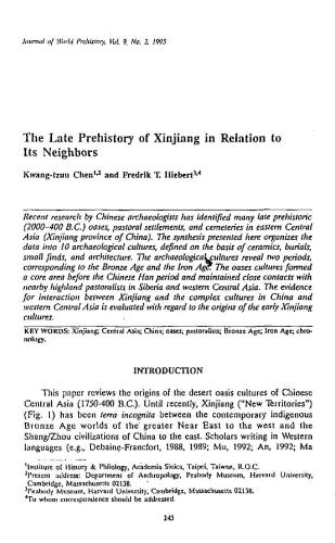 The Late Prehistory of Xinjiang in Relation to Its Neighbors