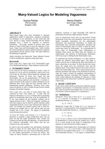 Many-Valued Logics for Modeling Vagueness