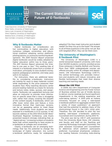 The Current State and Potential Future of E-Textbooks