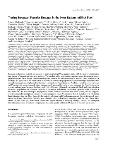 Tracing European Founder Lineages in the Near Eastern mtDNA Pool