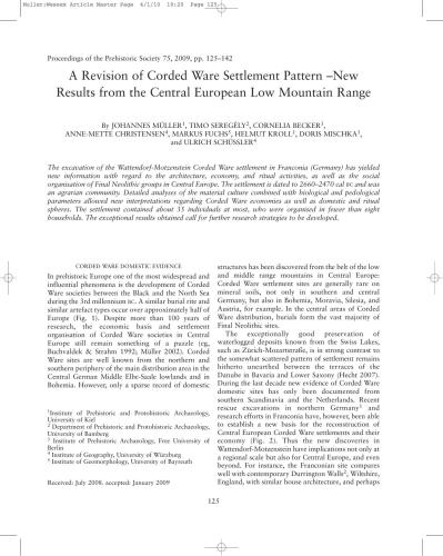 A Revision of Corded Ware Settlement Pattern - New Results from the Central European Low Mountain Range