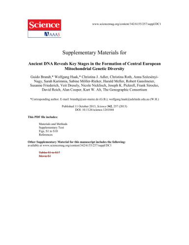 Ancient DNA Reveals Key Stages in the Formation of Central European Mitochondrial Genetic Diversity