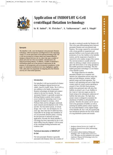 Application of IMHOFLOT G-cell centrifugal flotation technology